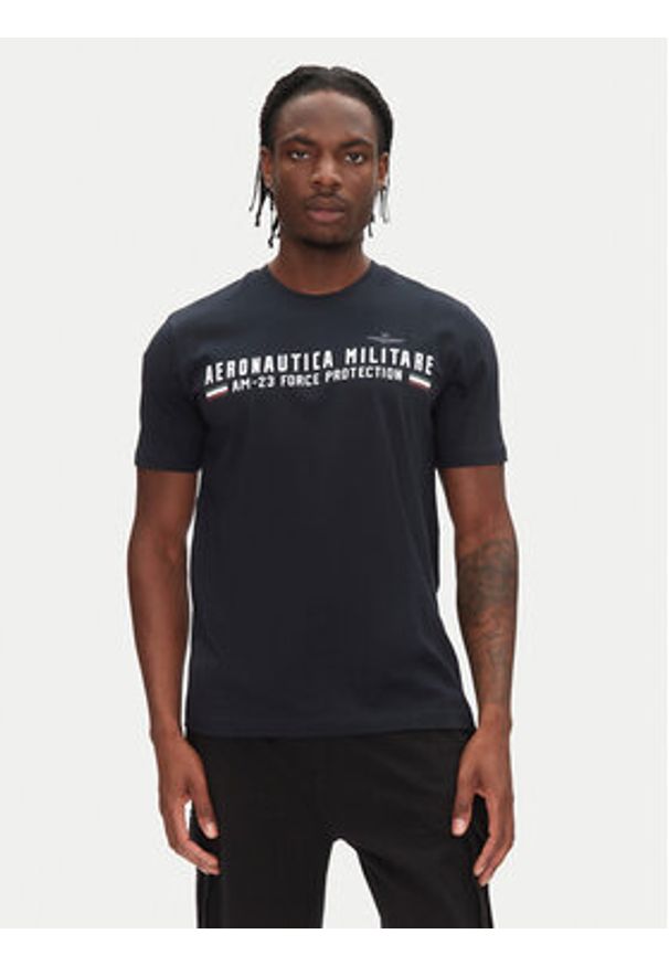 Aeronautica Militare T-Shirt 251TS1942J538 Granatowy Regular Fit. Kolor: niebieski. Materiał: bawełna