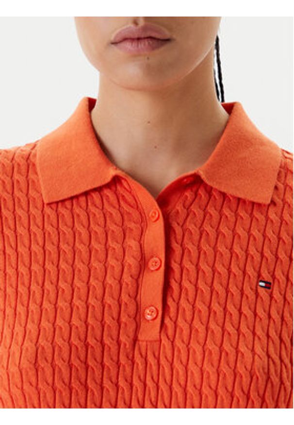 TOMMY HILFIGER - Tommy Hilfiger Sweter Fine WW0WW41474 Pomarańczowy Regular Fit. Kolor: pomarańczowy