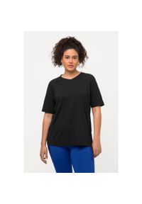 ULLA POPKEN - Damskie T-shirt ochrona UV 50+ dekolt w serek rękaw 1/2. Typ kołnierza: dekolt w serek. Kolekcja: plus size. Kolor: czarny. Materiał: poliester, materiał, elastan #1