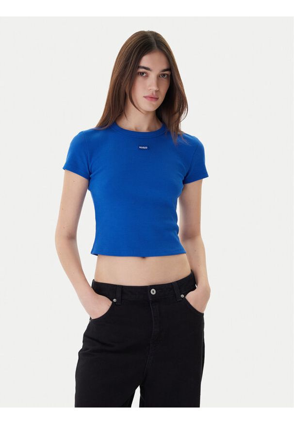 Hugo T-Shirt Baby 50510749 Niebieski Slim Fit. Kolor: niebieski. Materiał: bawełna