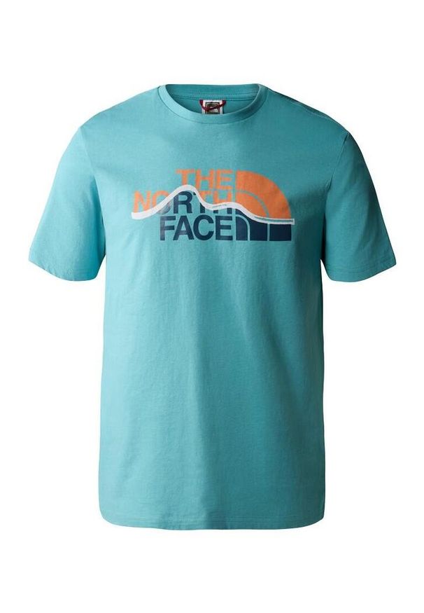 Koszulka turystyczna męska The North Face M Mountain Line Tee. Kolor: niebieski. Sport: turystyka piesza