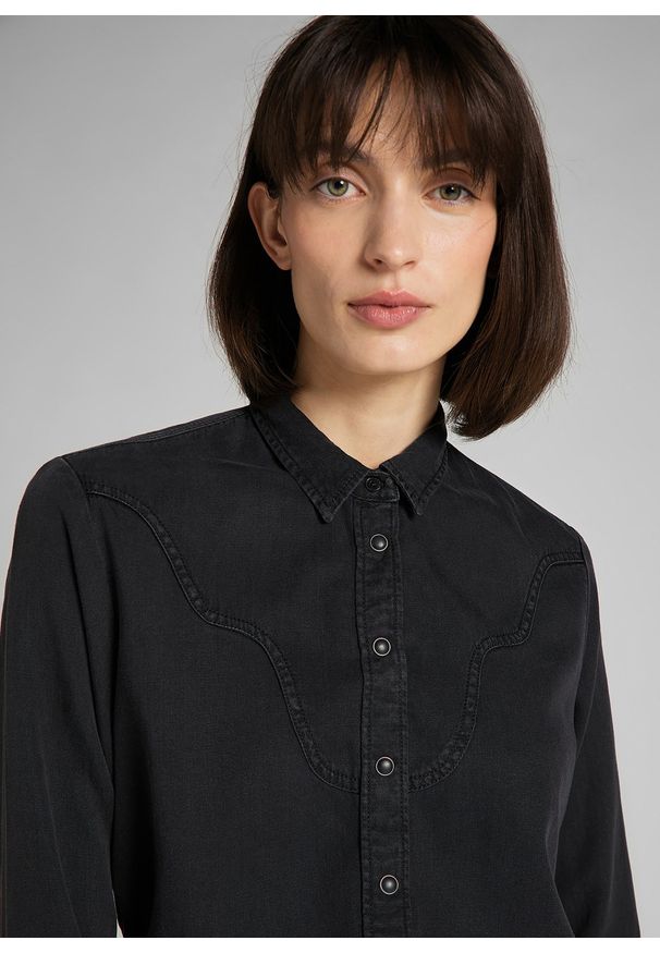 Lee - LEE WESTERN SHIRT DAMSKA KOSZULA DŁUGI RĘKAW BLACK L45DZH01 112140147. Długość rękawa: długi rękaw. Długość: długie
