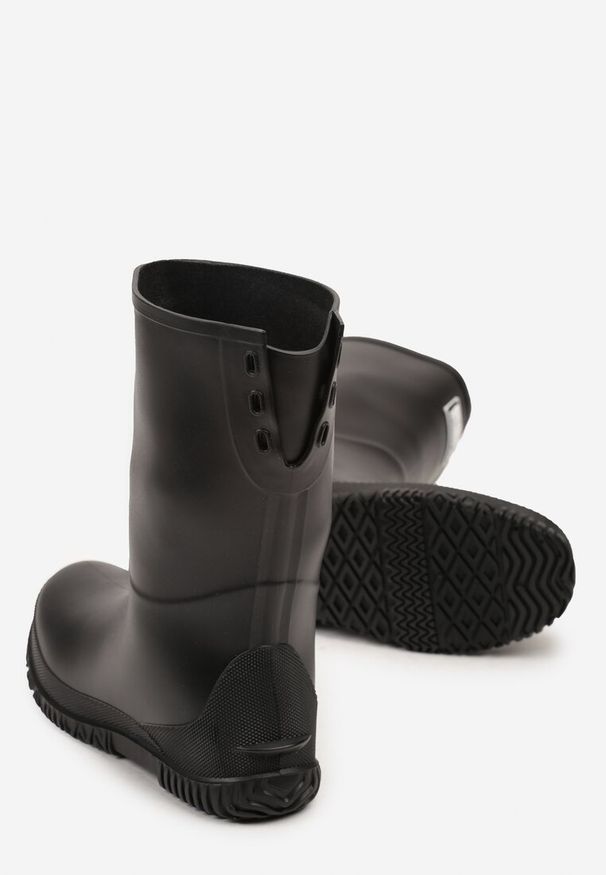 Born2be - Czarne Kalosze z Kokardką Ponella. Okazja: na co dzień. Kolor: czarny. Materiał: jeans. Styl: casual