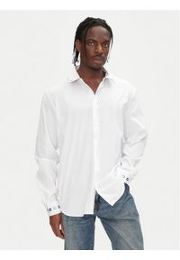 Just Cavalli Koszula 78OAL2A0 Biały Slim Fit. Kolor: biały. Materiał: bawełna