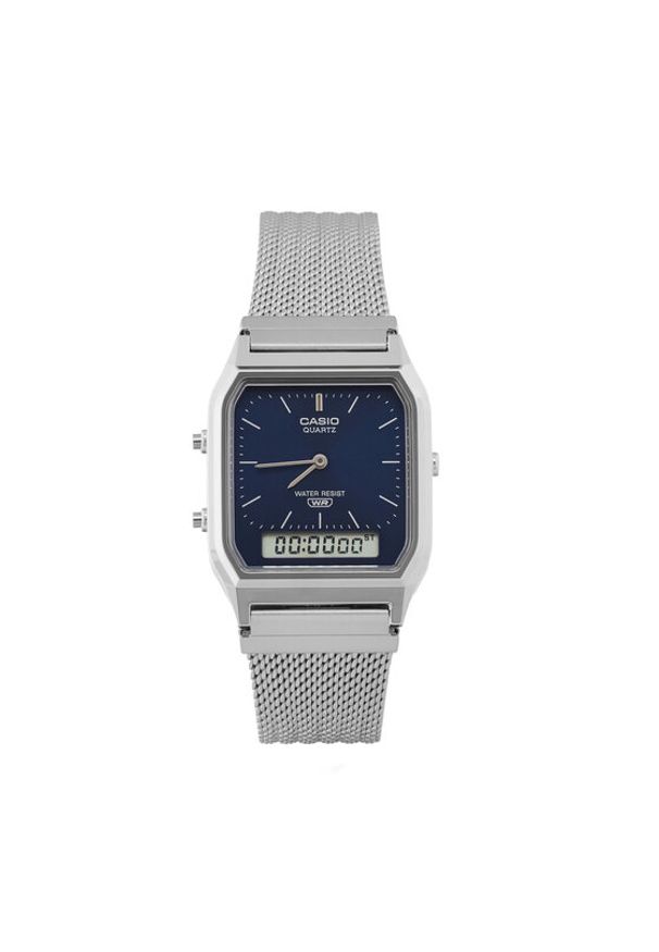 Casio Zegarek Vintage AQ-230EM-2AEF Srebrny. Kolor: srebrny. Styl: vintage