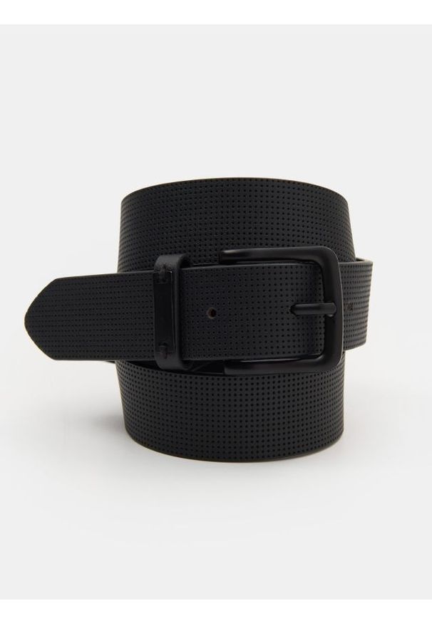 Sinsay - Pasek do spodni z czarną klamrą - czarny. Kolor: czarny