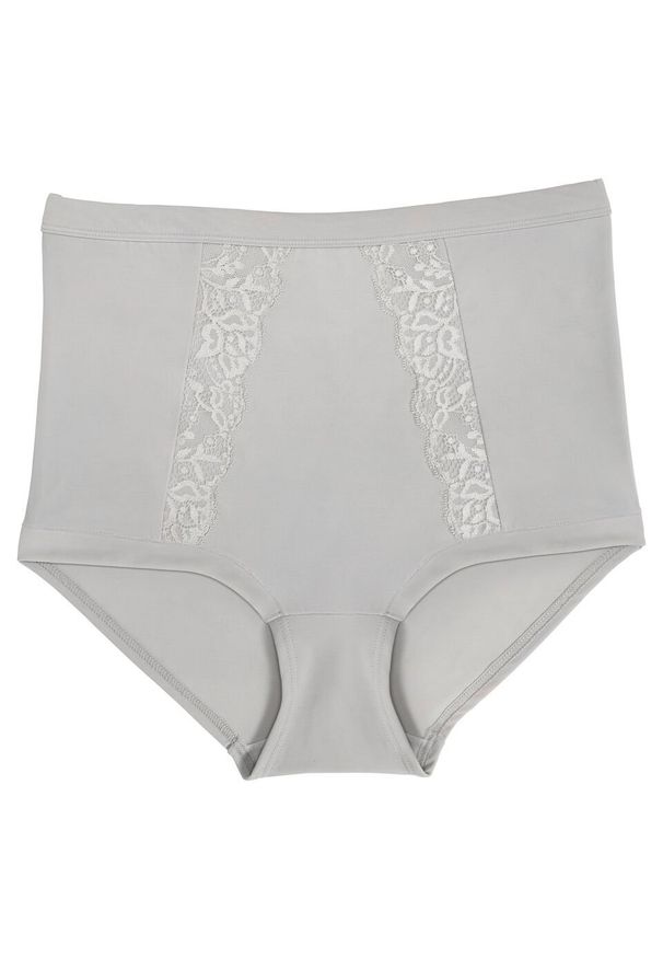 Figi panty shape Level 2 bonprix srebrny matowy. Kolor: szary. Materiał: koronka