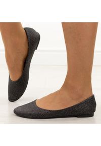 POTOCKI - Czarne brokatowe baleriny damskie Potocki 23001. Okazja: na imprezę, na co dzień. Kolor: czarny. Materiał: skóra. Szerokość cholewki: normalna. Sezon: wiosna, lato. Styl: elegancki, casual, klasyczny, wizytowy #1