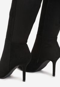 Renee - Czarne Kozaki na Cienkiej Szpilce do Kolana z Imitacji Zamszu Neleko. Kolor: czarny. Materiał: zamsz. Wzór: jednolity #4