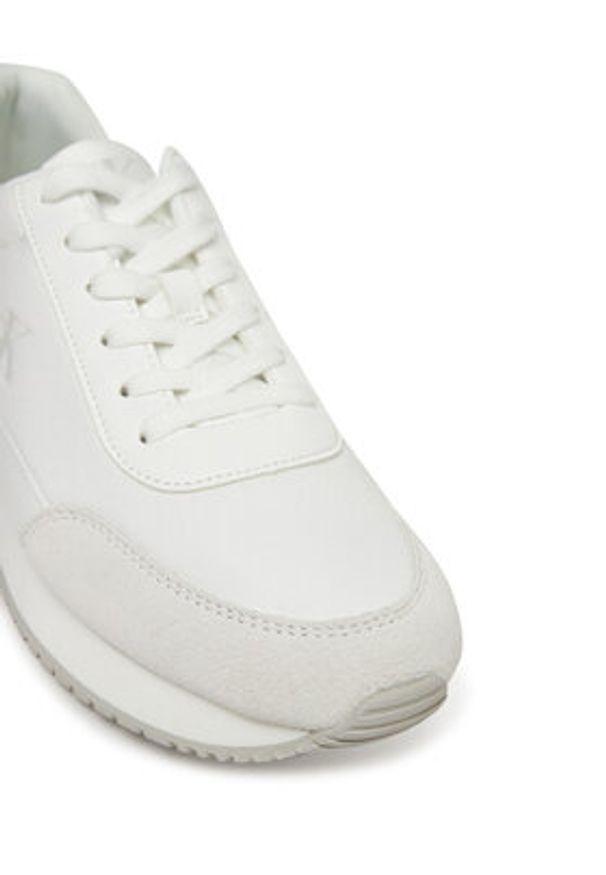 Calvin Klein Jeans Sneakersy Retro Runner Low Laceup Canvas YW0YW01888 Biały. Kolor: biały. Materiał: materiał