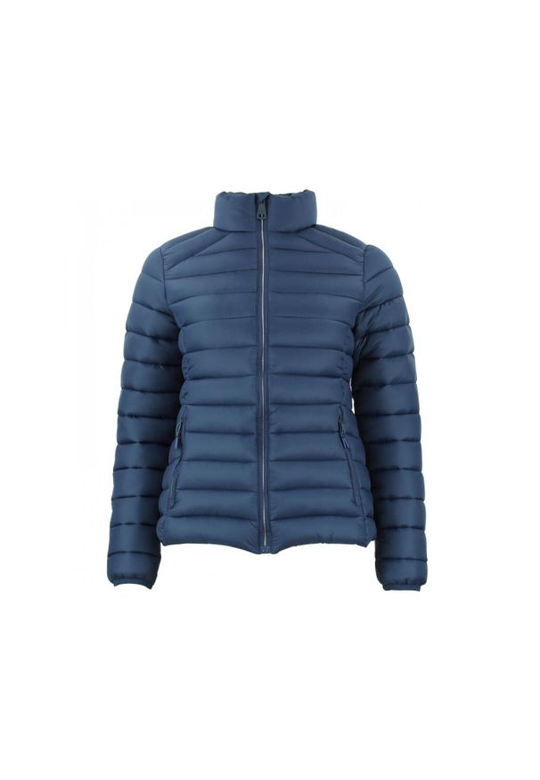 PEAK MOUNTAIN - Damska kurtka puchowa bez kaptura Peak Mountain Fine. Typ kołnierza: bez kaptura. Kolor: szary, niebieski, wielokolorowy. Materiał: puch. Sport: turystyka piesza