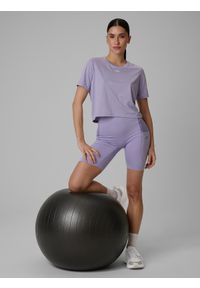 4f - 4F Legginsy krótkie treningowe szybkoschnące damskie - fioletowe S. Kolor: fioletowy. Długość: krótkie. Wzór: gładki. Sport: fitness #1