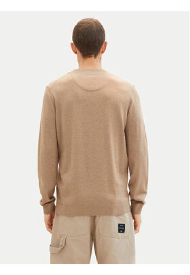 Tom Tailor Sweter 1038426 Beżowy Regular Fit. Kolor: beżowy. Materiał: bawełna