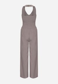 Born2be - Szary Kombinezon na Szyję Ozdobiony Guzikami Ellidell. Okazja: na co dzień, na imprezę. Kolor: szary. Długość: długie. Wzór: aplikacja. Styl: klasyczny, casual #6