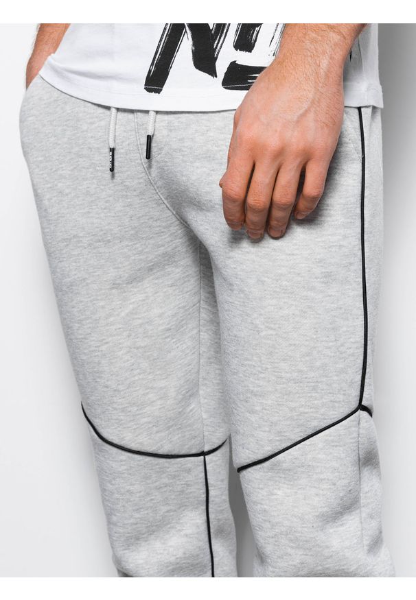 Ombre Clothing - Spodnie męskie dresowe joggery z kontrastowymi elementami - szary melanż V5 OM-PASK-22FW-001 - XL. Kolor: szary. Materiał: dresówka. Wzór: melanż