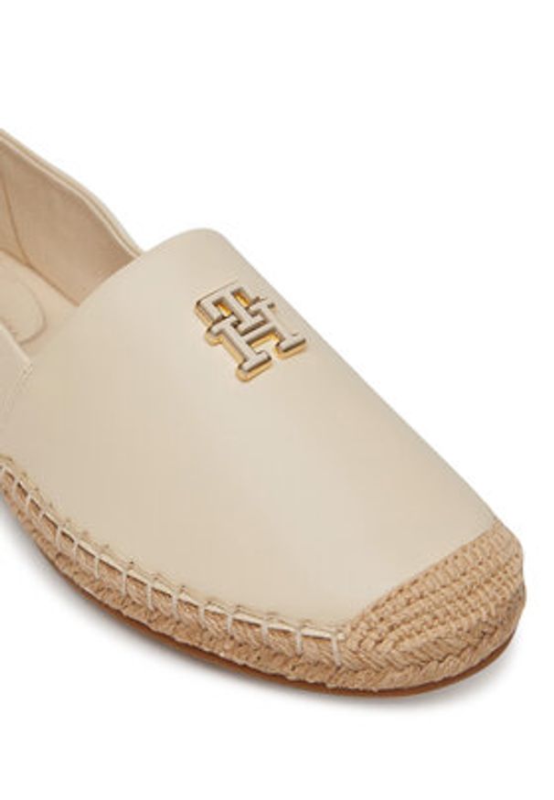 TOMMY HILFIGER - Tommy Hilfiger Espadryle Th Logo Leather Espadrille FW0FW08540 Beżowy. Kolor: beżowy. Materiał: skóra