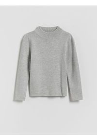Reserved - Gładki sweter z wiskozy - jasnoszary. Kolor: szary. Materiał: wiskoza. Wzór: gładki