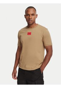 Hugo - HUGO T-Shirt Diragolino212 50447978 Beżowy Regular Fit. Kolor: beżowy. Materiał: bawełna #1