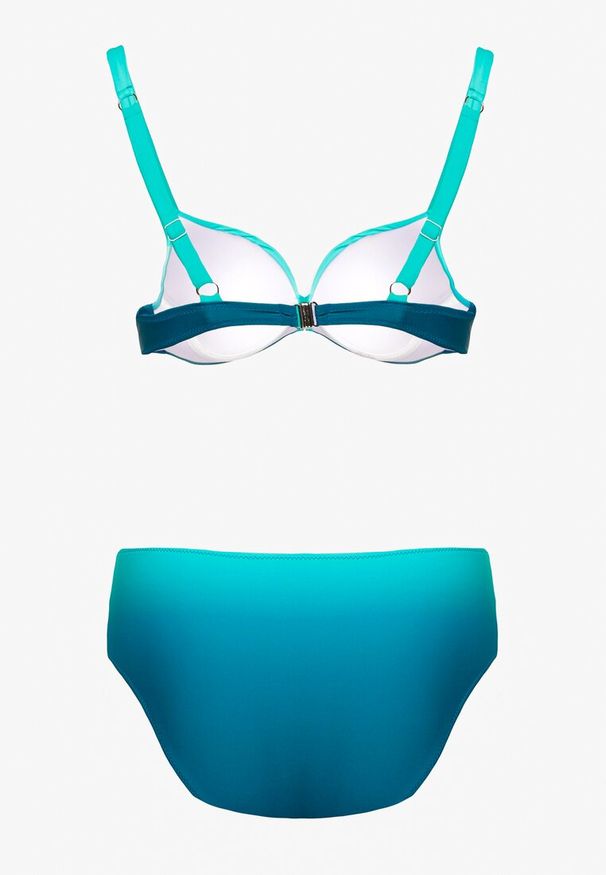 Born2be - Jasnozielone Bikini Majtki Figi i Biustonosz z Ozdobnym Marszczeniem Linaronia. Kolekcja: plus size. Kolor: zielony. Wzór: haft