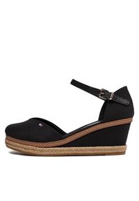 TOMMY HILFIGER - Tommy Hilfiger Espadryle Basic Close Toe Mid Wedge FW0FW04787 Czarny. Kolor: czarny. Materiał: materiał #3