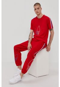 adidas Originals - Spodnie. Okazja: na plażę. Kolor: czerwony. Materiał: materiał, dzianina #2