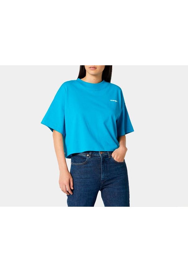 Wrangler - WRANGLER 90s TEE MĘSKI T-SHIRT KOSZULKA LOGO CARRIBEAN SEA W7Q4GFB13 112132083