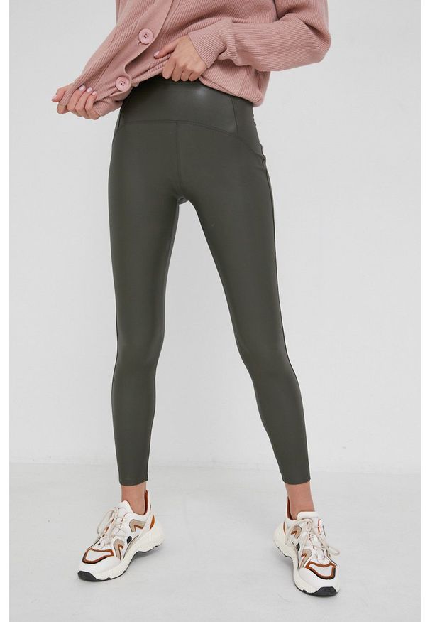 Answear Lab - Legginsy Push-Up. Stan: podwyższony. Kolor: zielony. Materiał: skóra. Styl: wakacyjny