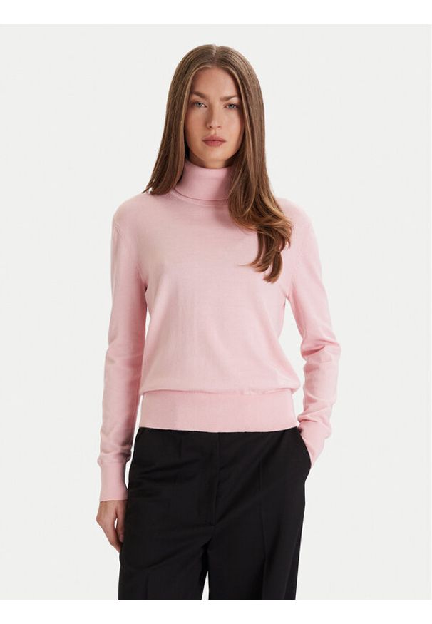 Calvin Klein Golf LV044D371G Różowy Regular Fit. Typ kołnierza: golf. Kolor: różowy. Materiał: syntetyk