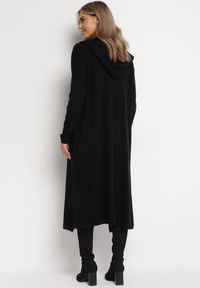 Born2be - Czarny 2-częściowy Komplet Dzianinowy z Sukienką i Długim Kardiganem z Kapturem Agissia. Kolor: czarny. Materiał: dzianina #4