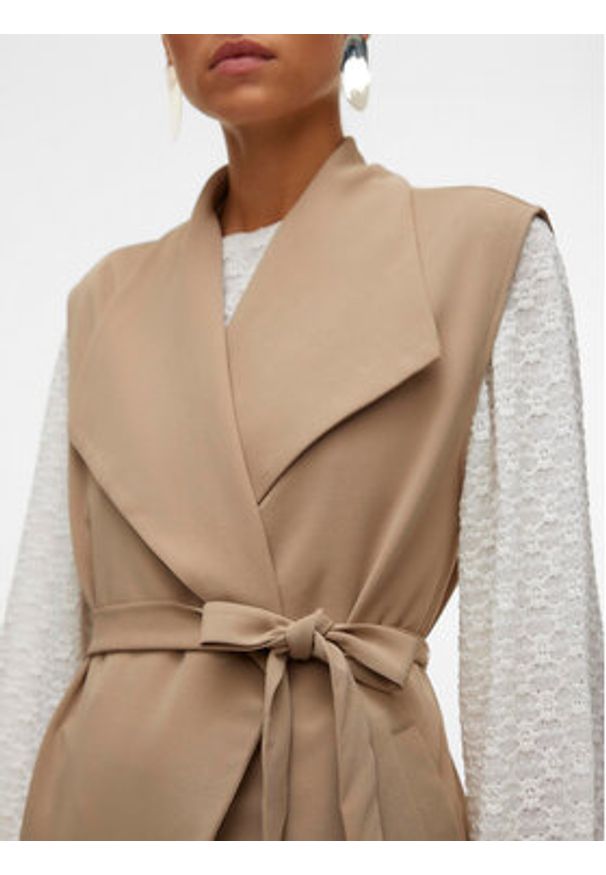 Vero Moda Kamizelka Allison 10300864 Beżowy Regular Fit. Kolor: beżowy. Materiał: syntetyk