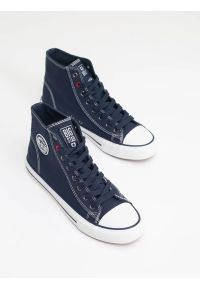 Big-Star - Trampki męskie wysokie granatowe JJ174608 403. Nosek buta: okrągły. Zapięcie: sznurówki. Kolor: niebieski. Styl: elegancki, sportowy