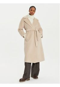 Weekend Max Mara Płaszcz wełniany Tempera 2425016102 Beżowy Regular Fit. Kolor: beżowy. Materiał: wełna