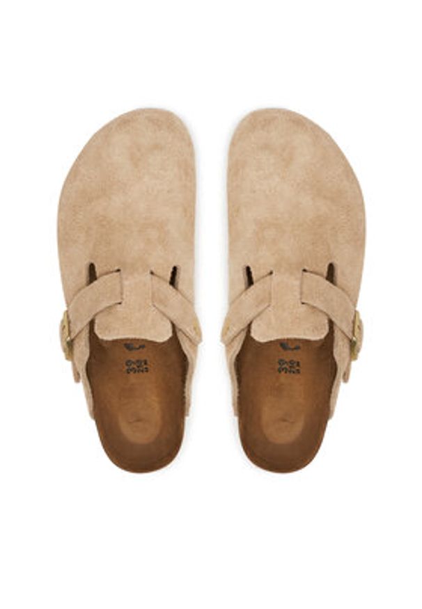 Birkenstock Klapki Boston 1030883 Beżowy. Kolor: beżowy. Materiał: zamsz, skóra