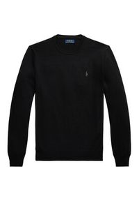 Polo Ralph Lauren Sweter 710946143004 Czarny Slim Fit. Typ kołnierza: polo. Kolor: czarny. Materiał: wełna