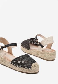 Renee - Czarne Espadryle Siateczkowe na Podeszwie z Plecionki Alianara. Kolor: czarny. Materiał: materiał