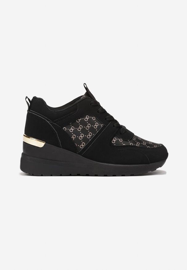 Born2be - Czarne Sneakersy Tyrysus. Okazja: na co dzień. Wysokość cholewki: przed kostkę. Kolor: czarny. Materiał: jeans, materiał. Szerokość cholewki: normalna. Obcas: na koturnie