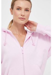 adidas Originals bluza damska kolor różowy z kapturem gładka. Typ kołnierza: kaptur. Kolor: różowy. Materiał: materiał. Wzór: gładki #3