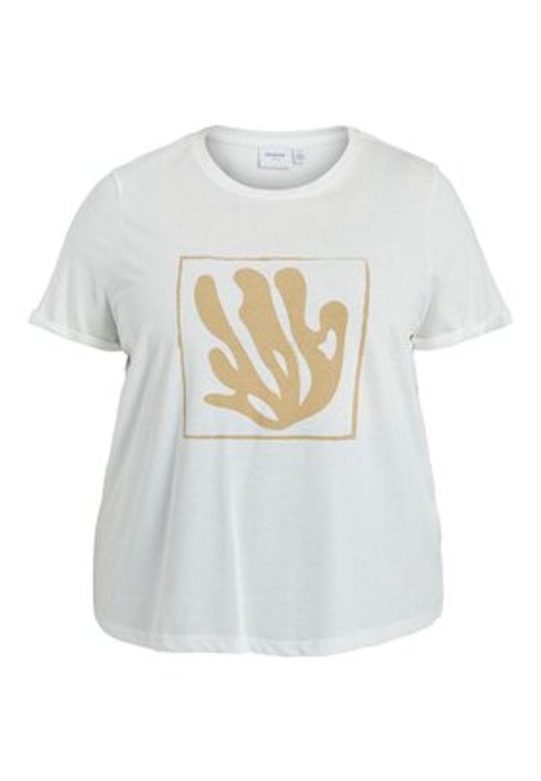 Evoked Vila - Vila T-Shirt Printa 14082302 Biały Regular Fit. Kolor: biały. Materiał: bawełna, syntetyk