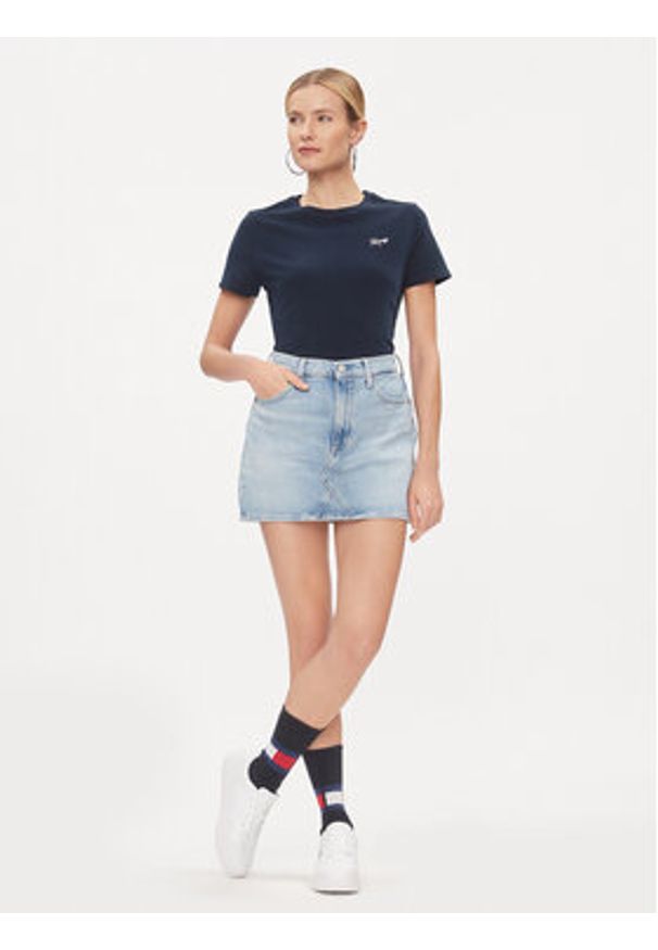 Tommy Jeans Spódnica jeansowa Izzie DW0DW17219 Niebieski Regular Fit. Kolor: niebieski. Materiał: bawełna