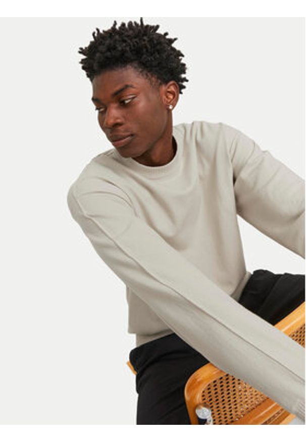 Jack & Jones Sweter Collective 12251556 Beżowy Relaxed Fit. Kolor: beżowy. Materiał: syntetyk, bawełna