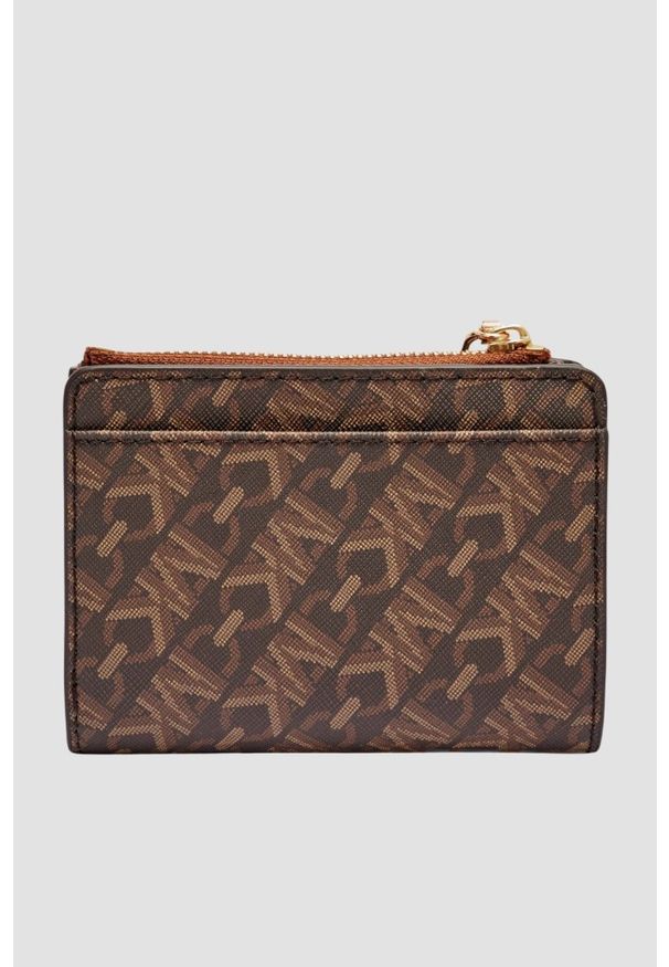 Michael Kors - MICHAEL KORS Brązowy portfel z monogramem. Kolor: brązowy. Materiał: skóra ekologiczna