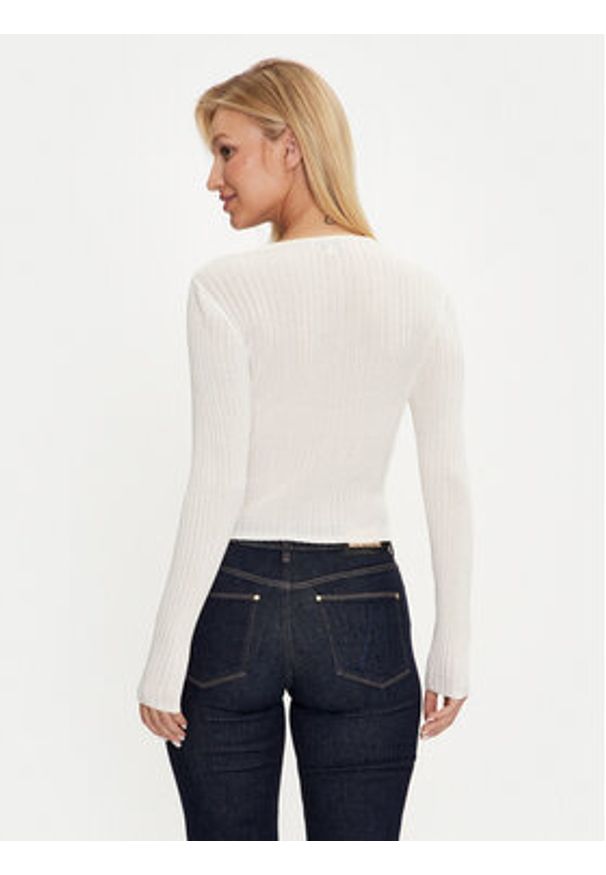 Guess Kardigan W4YR37 Z3G32 Biały Regular Fit. Kolor: biały. Materiał: wiskoza