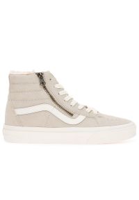 Buty Vans Sk8-Hi Reissue Side Zip VN0007NZBLL1 - beżowe. Zapięcie: zamek. Kolor: beżowy. Materiał: zamsz, skóra, guma. Szerokość cholewki: normalna. Sezon: jesień. Model: Vans SK8