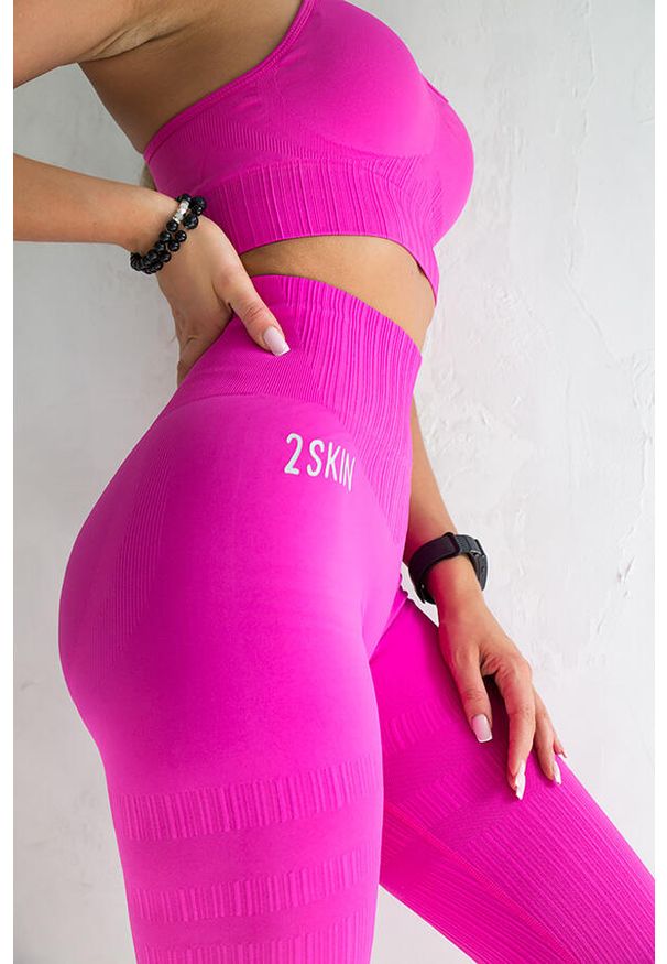 2SkIN - Legginsy bezszwowe damskie 2Skin Shark. Kolor: różowy. Sport: fitness