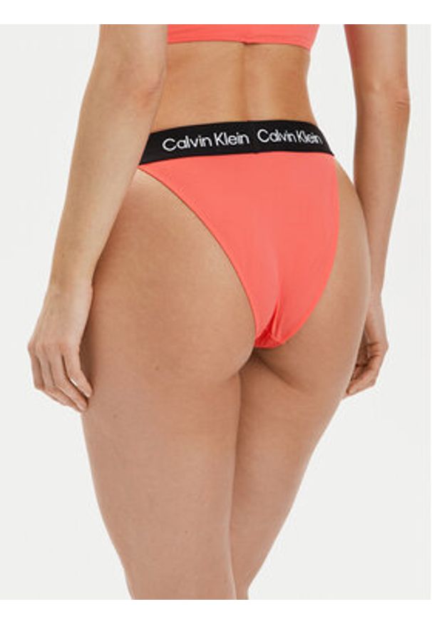 Calvin Klein Swimwear Dół od bikini KW0KW02351 Koralowy. Kolor: pomarańczowy. Materiał: syntetyk