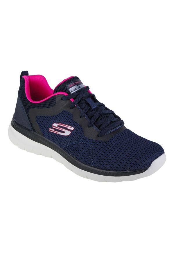 skechers - Buty sportowe Sneakersy damskie, Skechers Bountiful - Quick Path. Kolor: niebieski, czarny. Materiał: tkanina. Model: Skechers Sport. Sport: turystyka piesza