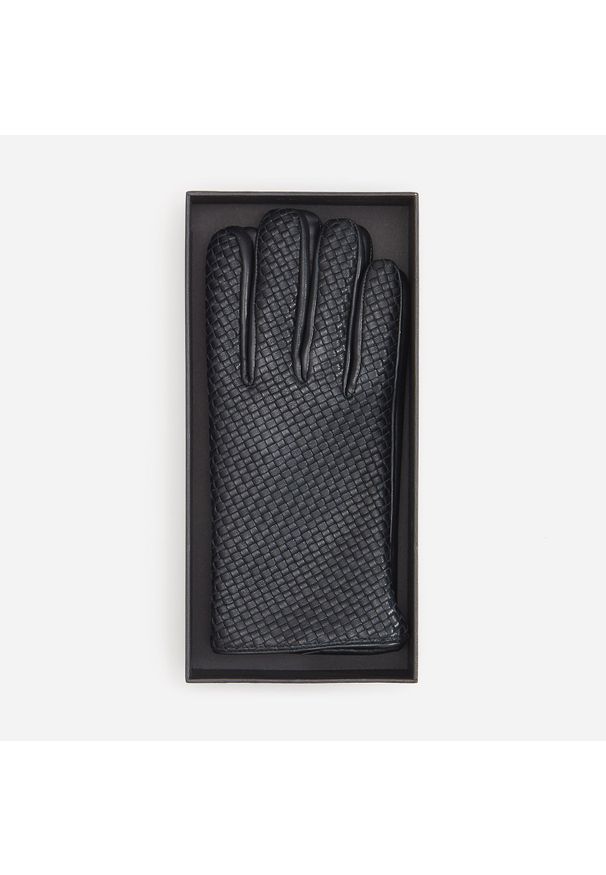 Reserved - Skórzane rękawiczki - Czarny. Kolor: czarny. Materiał: skóra