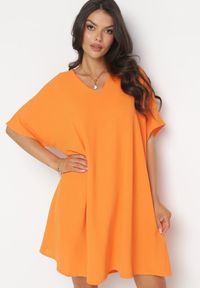 Born2be - Pomarańczowa Sukienka o Fasonie Nietoperza z Wiązaniem na Plecach Miken. Kolor: pomarańczowy #1