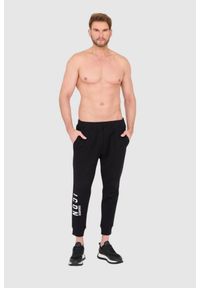 DSQUARED2 Czarne długie spodnie dresowe męskie z białym logo icon, Rozmiar XL. Kolor: czarny. Materiał: dresówka, bawełna