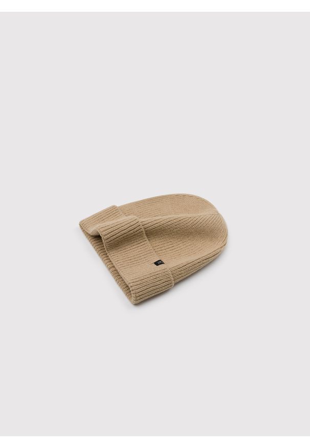Pako Lorente - PAKO LORENTE – Beżowa czapka męska. Kolor: beżowy. Materiał: prążkowany. Sezon: zima. Styl: casual